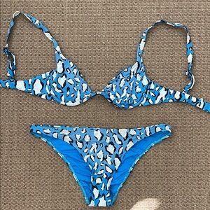 ONIA Blue Leopard Print Bikini Set